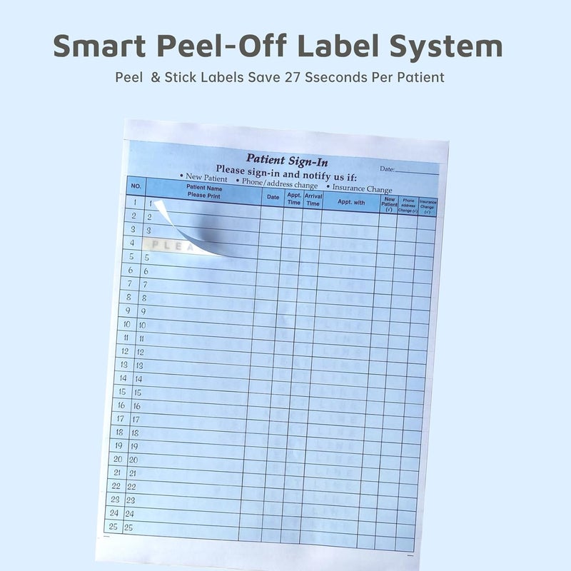 RelinPOE Patient Sign-in Sheets, HIPAA Compliant, 12 Sheets, Carbonless 3-Part Forms with Peel-Off Labels & Date Column, for Medical Offices, Dental Clinic (Blue,12 Sets-300 Labels) - Image 3